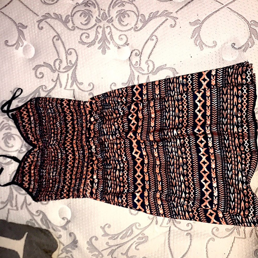 Pink & Navy Blue Patterned Sun Dress